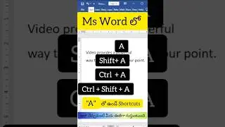 MS WORD SHORTCUT KEYS WITH LETTER "A" #mswordshortcutkeys  #mswordintelugu #mswordshorts