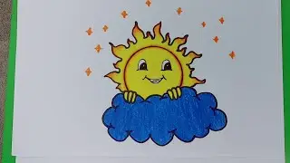 How to Draw Cute Sun | Drawing happy sun