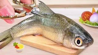 🐳 Fishing and Make Spicy Grilled Fish Thai Style At Miniature Kitchen by Mini Yummy 🍳 ASMR Cooking