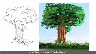 How to Paint a Tree  (Digital Painting)