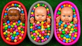 Full of 3 Rainbow BathTubs Candy with M&M's & Magic Slime Video 
