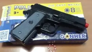 Пистолет детский игрушечный железный Police 8 пистонов 19 см Gonher 46/6