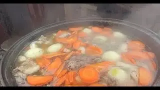 Шурпа в Русской печи#деревня#шурпа#суп#еда#готовимвкусно#готовка