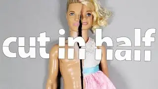 Barbie and Ken cut in half with waterjet