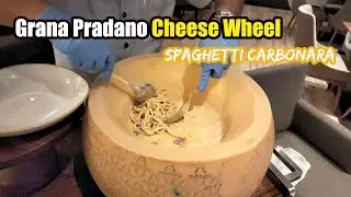Spaghetti Carbonara in Grana Pradano Cheese Wheel