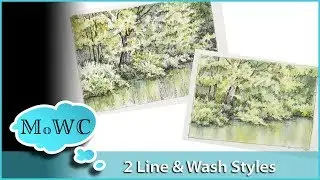 2 Line and Wash Approaches for Watercolor Landscape – InkTober