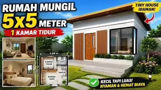Desain Rumah Mungil 5 x 5 Meter 1 Kamar Tidur | Desain Rumah Sederhana Minimalis