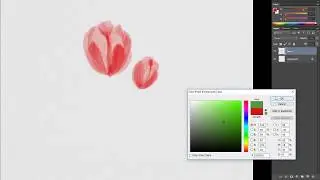 flower painting on photoshop in watercolor style.