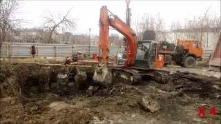 6. Строительство станции метро Марьина Роща БКЛ (Шереметьевская). Оголение голов свай.