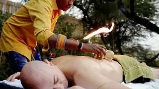 ASMR Indian Back Massage Treatment 🔥 Fire and Cupping
