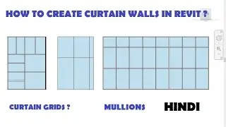 12-HOW TO CREATE CURTAIN WALLS IN REVIT ? -- CURTAIN GRIDS -- MULLIONS  (HINDI)
