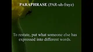 GRE advance vocabulary with mnemonic Technic   Word no #1(PARAPHRASE)