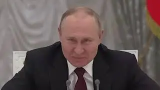 Глава СВР Сергей Нарышкин нервничает на заседании Совбеза РФ