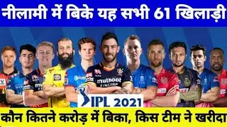 Ipl team 2021 auction: All players are sold Player list with their team and prices|IPL 2021 ALL TEAM