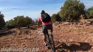 Downhill from Kallirachi to Plaka through the olive groves 4K footage