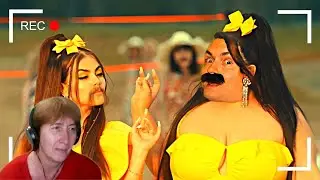 БАБУШКА СМОТРИТ Как снимали: Little Big - Moustache (feat. Netta) // Реакция на ОЛЕЖЭ