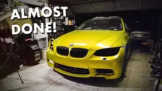 WRAPPING THE E92 IN MY GARAGE!! ( GETS M3 BUMPER ) Part 3!