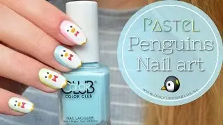 Pastel penguins nail art