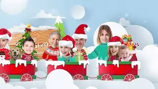 Family Christmas Video Greeting Card, Photo Xmas Train Holiday Card, Funny Christmas Greeting Card