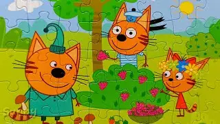 Котята собирают Малину - Пазл для детей Три Кота с Коржиком, Компотом и Карамелькой | Sunny Yellow
