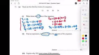 2022 EOY Exam (MA) S1 P1 Q11a Number Pattern