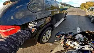 THE MOTORCYCLIST CLOSED THE TANK LID !
