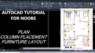 Building Plan with Furniture Layout and Column Placement || Full Tutorial