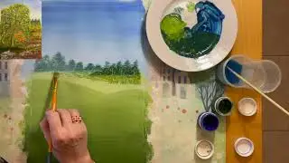 Пейзаж гуашью.