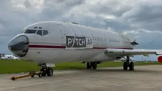 boeing 727 plane is on the motorway