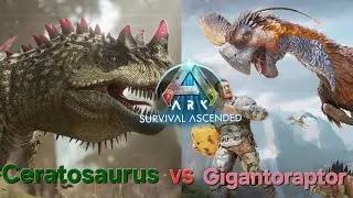 Ark Survival Ascended| Ceratosaurus vs Gigantoraptor| 🦖⚔️ FIRST ASA VIDEO!!!!🌿🦖