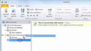Manage the documentation's table of contents with HelpNDoc