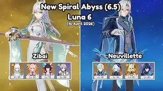 New Spiral Abyss (6.5) Luna 6 Zibai C0 Neuvillette C1 - Genshin Impact