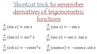 Short trick to remember the derivative of trigonometric functions | Easyway |