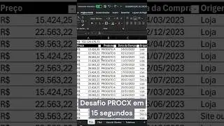 Desafio: ProcX em 15 segundos! #excel #dicasdeexcel #planilhas #produtividade