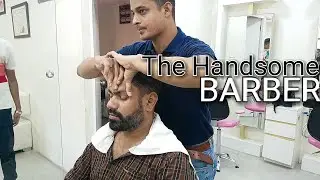 Semi intense head massage with gentle neck cracking by professional Indian barber ASMR videos.