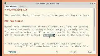 Customizing Vim: map leader