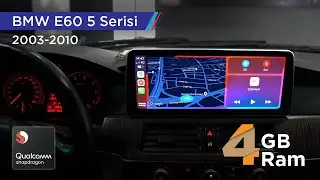 BMW E60 5 serisi 4 GB RAM QLED Ekran 12,5inç Kablosuz Carplay Qualcomm Android Multimedya Navigasyon