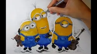 Рисуем гуашью: Стюарт/ Stuart, Боб/ Bob, Кевин/ Kevin. Мульт 