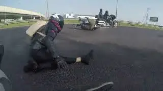 Moto accident. Collision of two motorcycles
