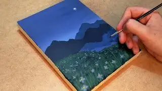 رسم منظر طبيعي للمبتدئين بالالوان الاكريليك