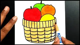 Fruit basket drawing for kids || Drawing for kids