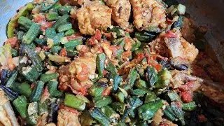 tanghalian for today pakistani recipe okra(bindi) with chicken #viralvideo #bindi #okrarecipes