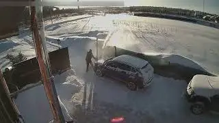 Деревенский Фитнес. Уборка снега. Снегоуборщик и лопата.