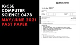 IGCSE Computer Science 0478 May/June 2021 Paper 1
