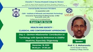 Expert Talk Series - Prof. C. S. Mohanavelu, Former Reader in History, Presidency College, Chennai.