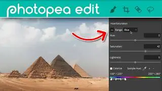 Editing in Photopea  - Remove Objects (patch tool), Straighten photo, crop, Hue Saturation