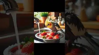 Tiel makes a strawberry juice #birds #cute #parrot #cockatiel #funny #pets #shorts #cockatielsing