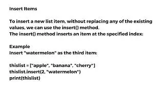 Python Change item value, range of item values and insert items