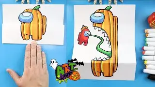 How to Draw an AMONG US PUMPKIN SURPRISE FOLD