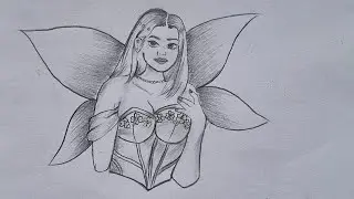 How to draw a princess Girl  wings 🪽 || Pencil drawing for beginners || Girl drawing || girl sketch
